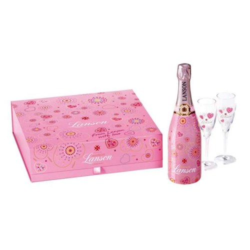 Send Lanson Rose Pink Love limited Edition Box With 2 Flutes